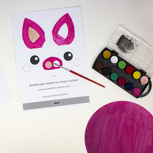 Etape 2 - Peindre les éléments du gabarit Tutoriel Masque Carnaval Animaux - étape 2